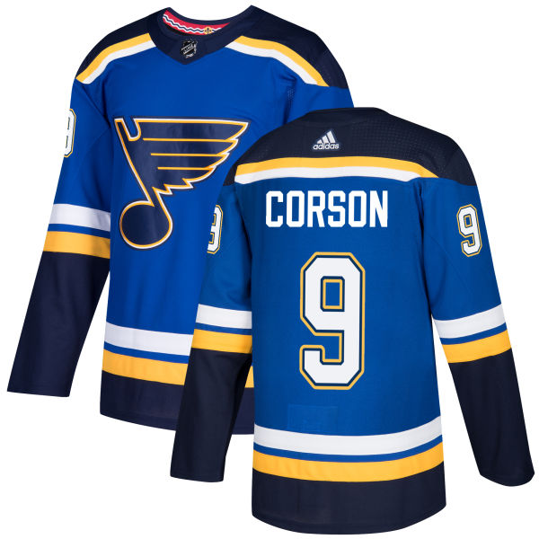 Adidas Men St.Louis Blues 9 Shayne Corson Blue Home Authentic Stitched NHL Jersey